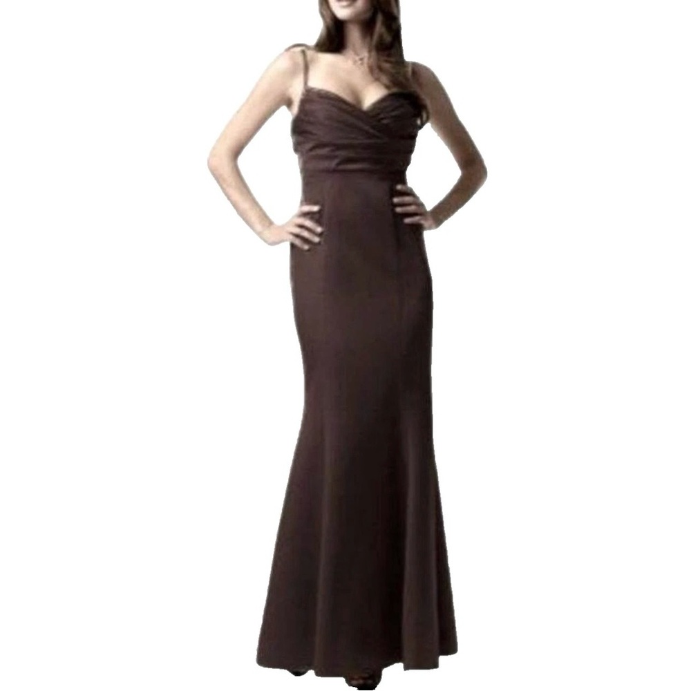 Black Satin Dress Bridesmaid Prom Mermaid Skirt Cut Out Sculpted Bodice Size 14
